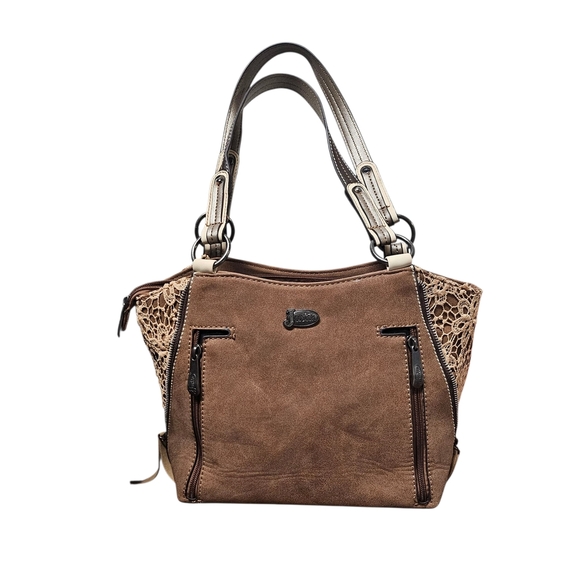 Justin Boots Saddle Lace Conceal Carry Fau Leather Fringe Brown Tan Shoulder Bag - Picture 3 of 7